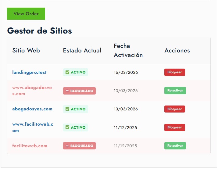 Dashboard Panel de Revendedor